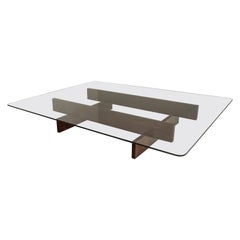 Grand Coffee Table in Wood and Glass by Celina Decorações, Brazilian Midcentury
