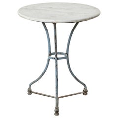 Early 20th Century French Painted Iron and Marble Garden Table, Bistro Table