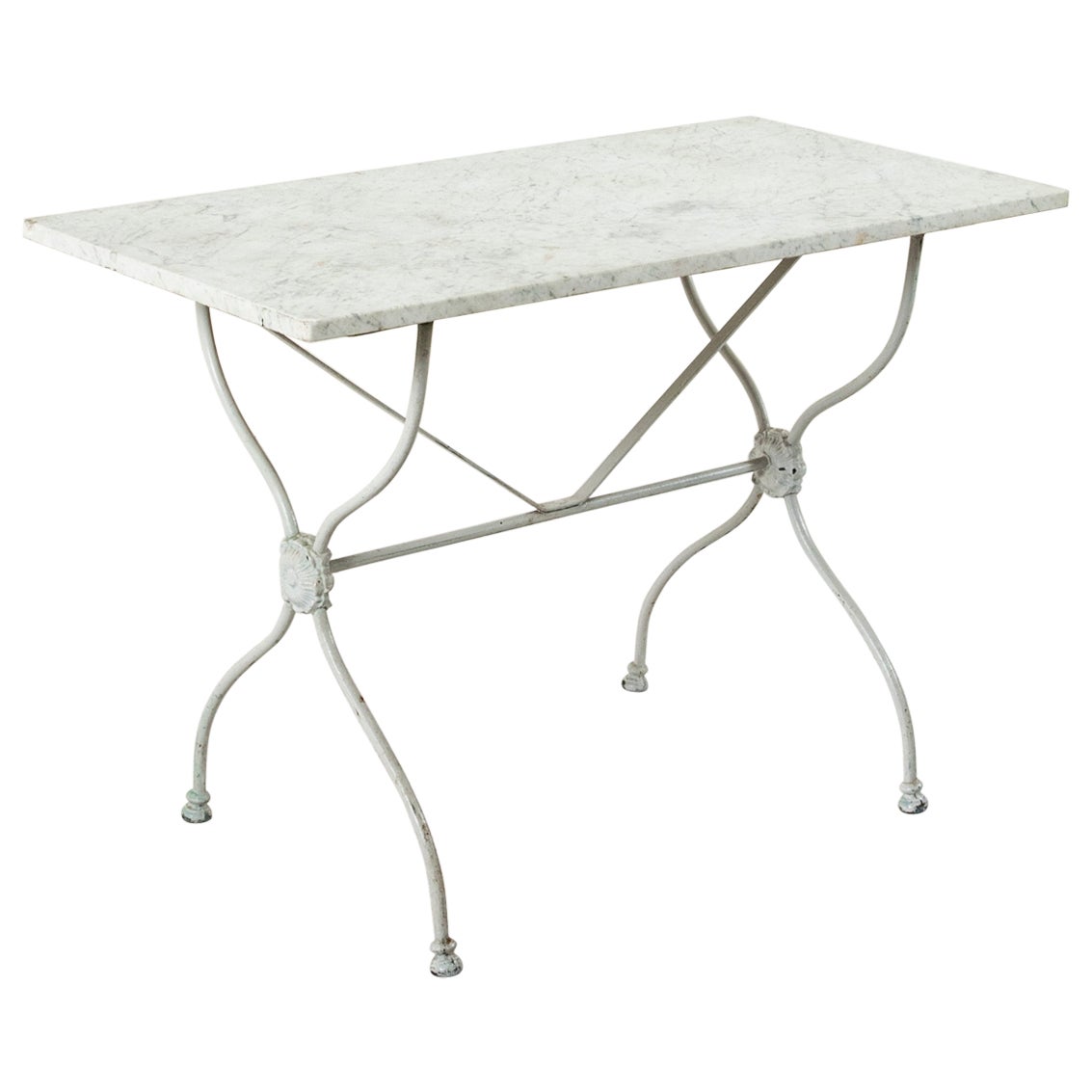 Late 19th Century French Painted Iron and Marble Butcher's Table, Bistro Table For Sale