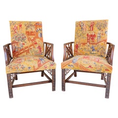 Fine Pair of Early 19th Century Chinese Chippendale Armchairs