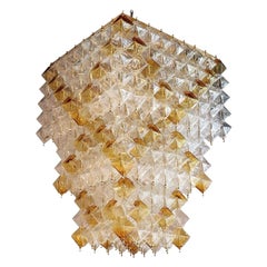 Orange and Clear Murano Glass Tiered Chandelier