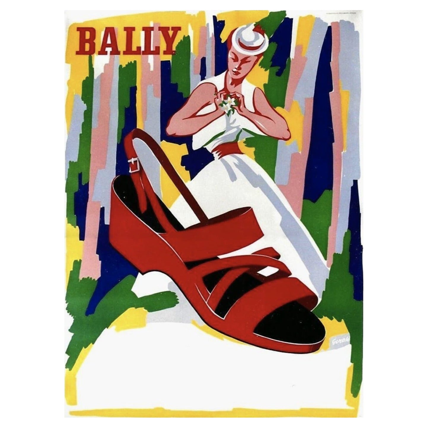 1950 Bally - Hunziker Original Vintage Poster For Sale