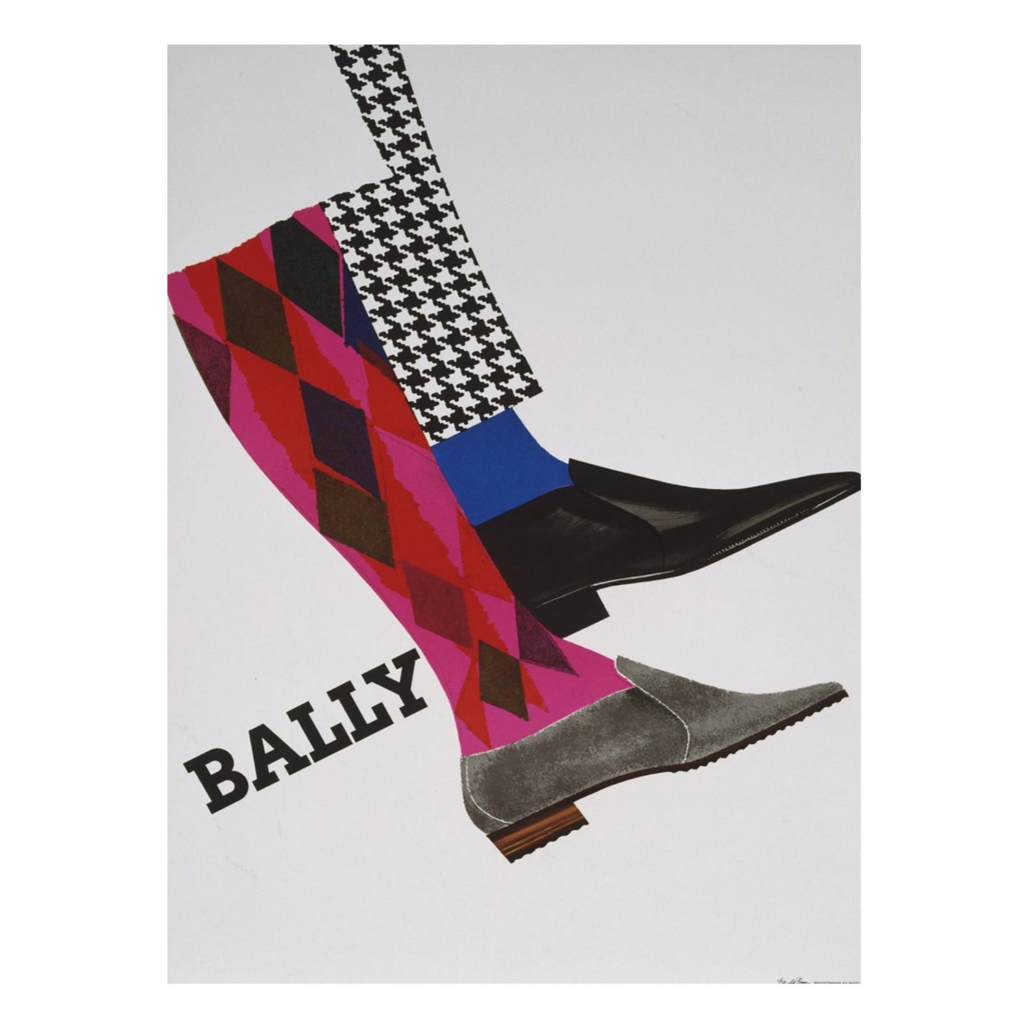 Affiche vintage originale Bally, Brun, 1965