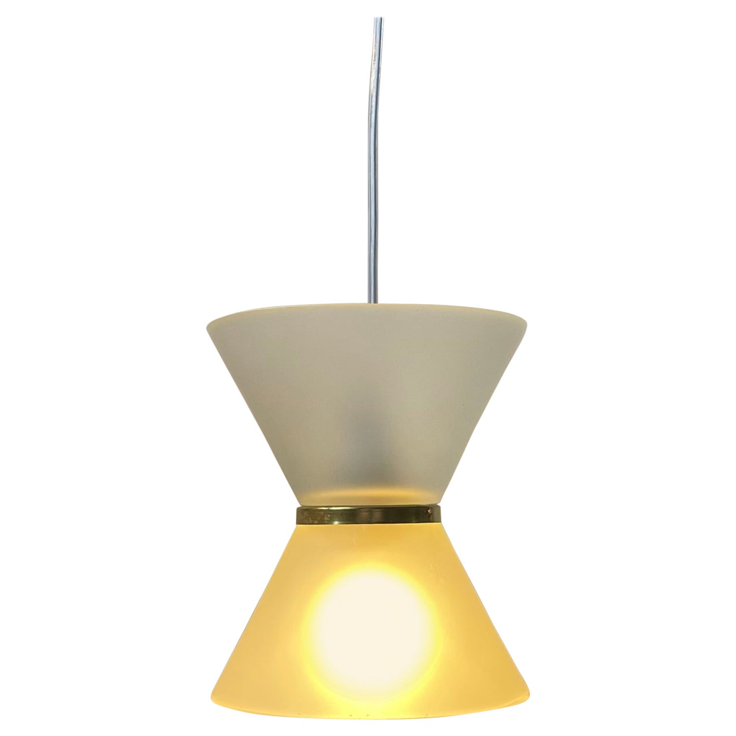 Danish Modernist Diablo Frosted Glass Hanging Lamp, 1970s For Sale