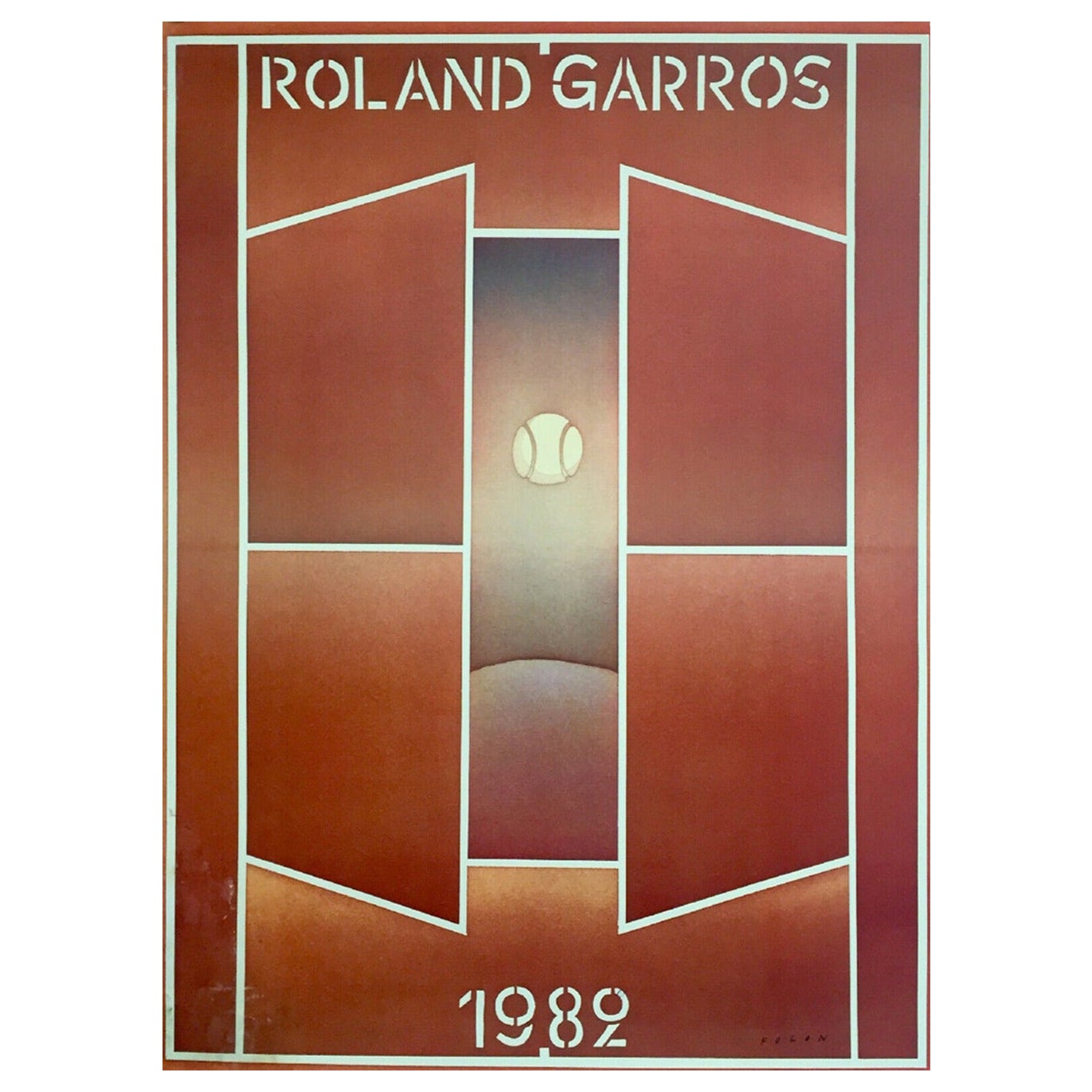 Affiche rétro originale de l'Open Roland Garros, 1982 en vente