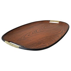 Midcentury Oval Tray in Faux Wood, 1960s
