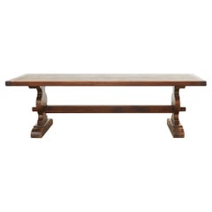 Country French Provincial Walnut Farmhouse Trestle Dining Table