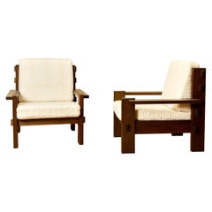 Pair of Armchairs, Guiseppe Rivadossi, Natural Wood for Officina Rivadossi