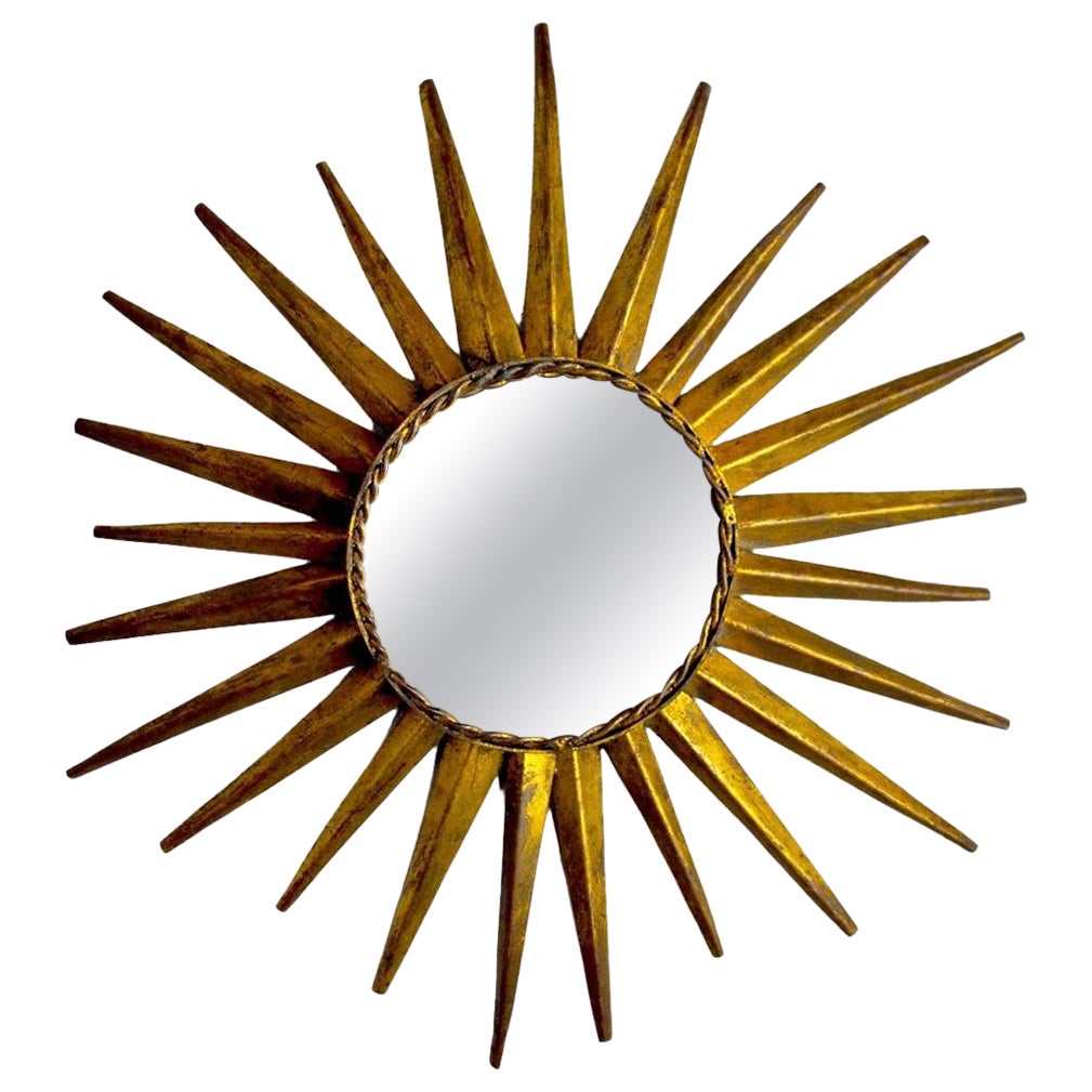 Miroir Soleil, Gilded Metal with Gold Leaf, Italy, 1960