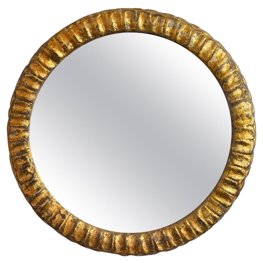 Midcentury Gilded Wooden Sun Mirror, France