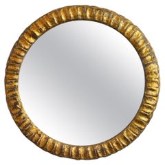 Midcentury Gilded Wooden Sun Mirror, France