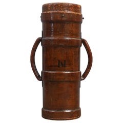 Large English Leather Naval Cordite Carrier / Stick Stand
