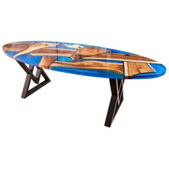 Chaos Live Edge Walnut Roots and Burl Wood Oval Contemporary Dining Table