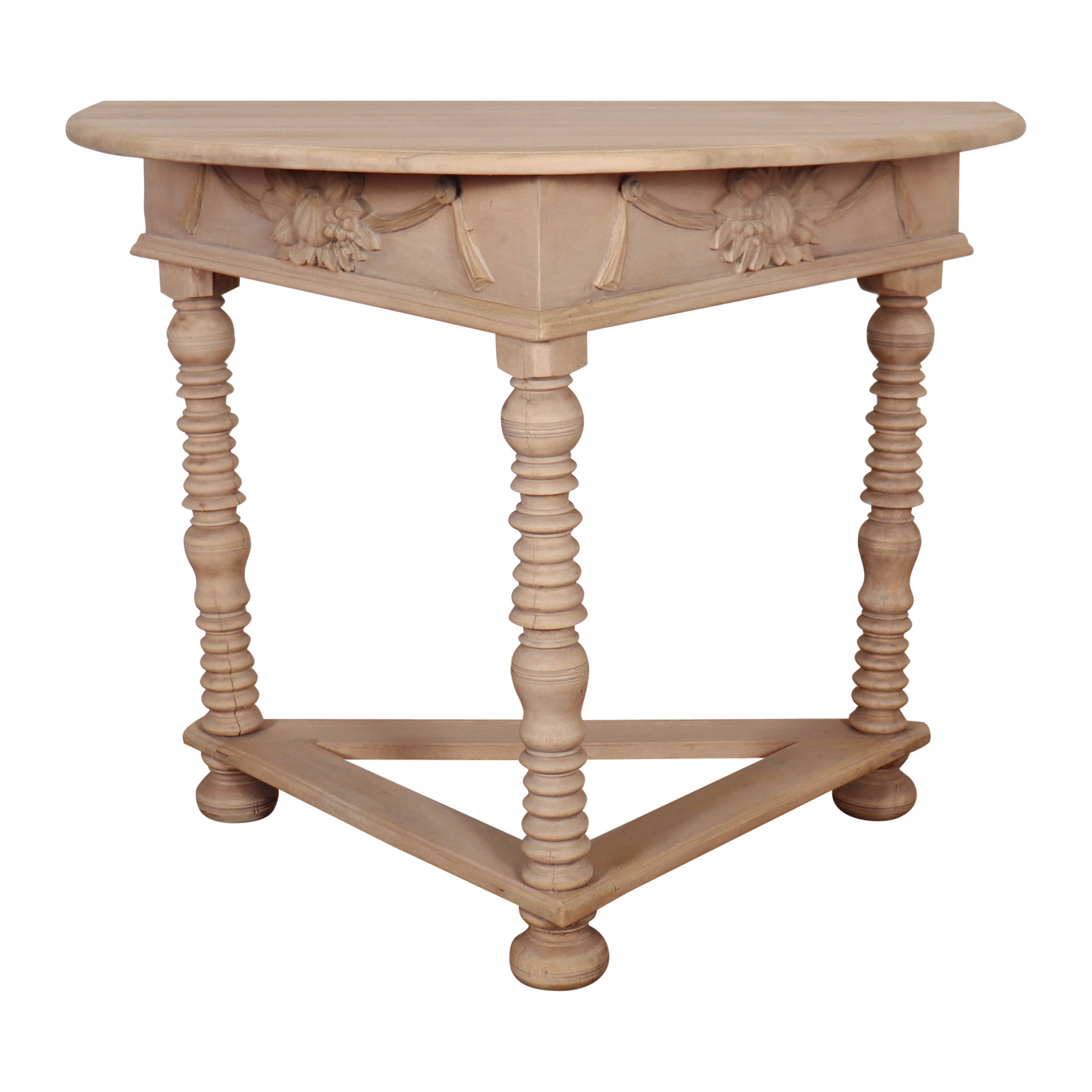 Table console hollandaise en noyer blanchi