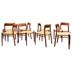 Midcentury Teak Dining Chairs #75 by Niels O. Møller for J. L. Moller, Set of 8