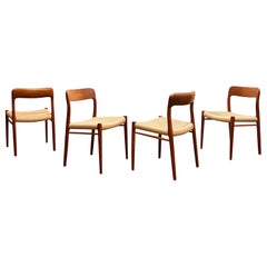 Retro Midcentury Teak Dining Chairs #75 by Niels O. Møller for J. L. Moller, Set of 4