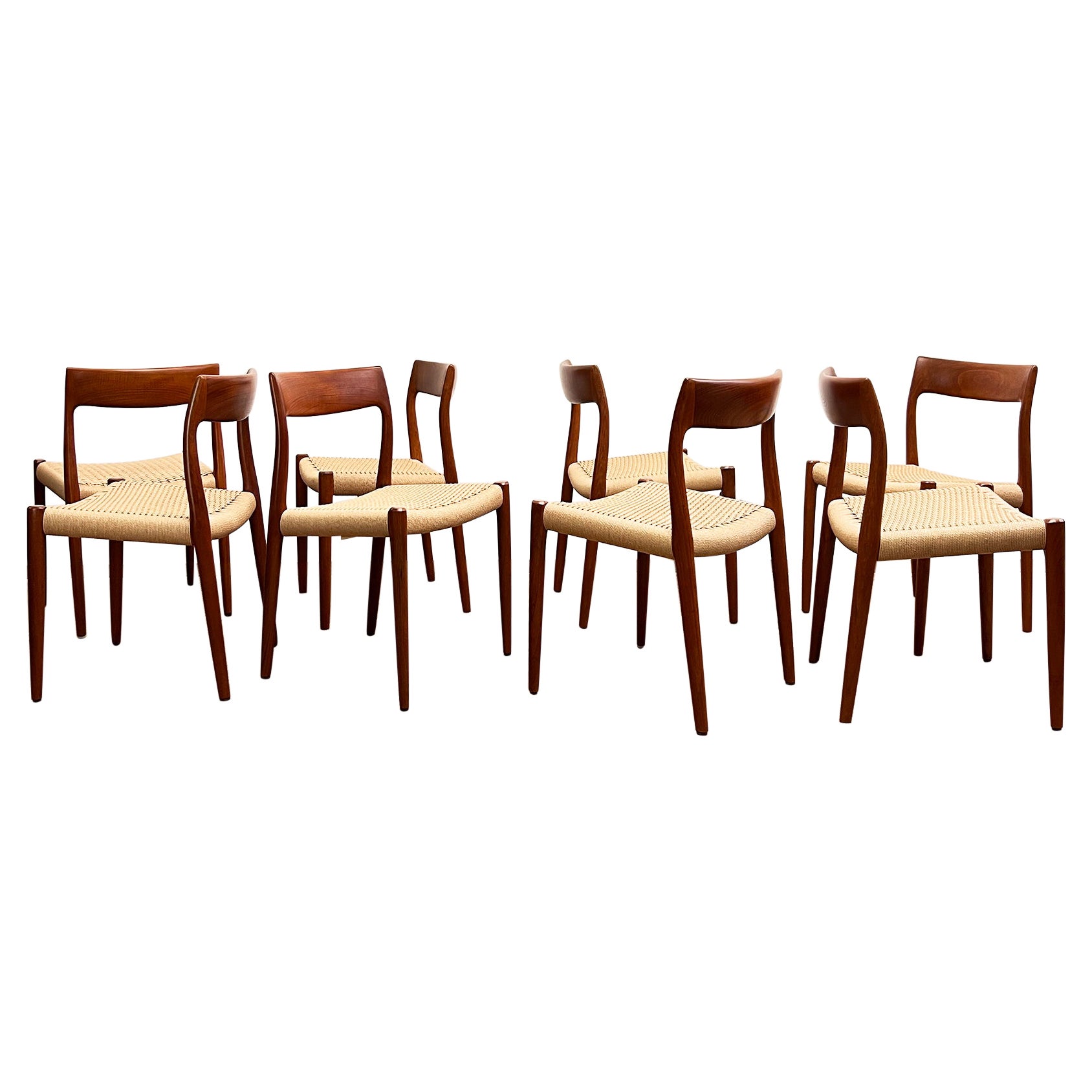 Midcentury Teak Dining Chairs #77 by Niels O. Møller for J. L. Moller, Set of 8