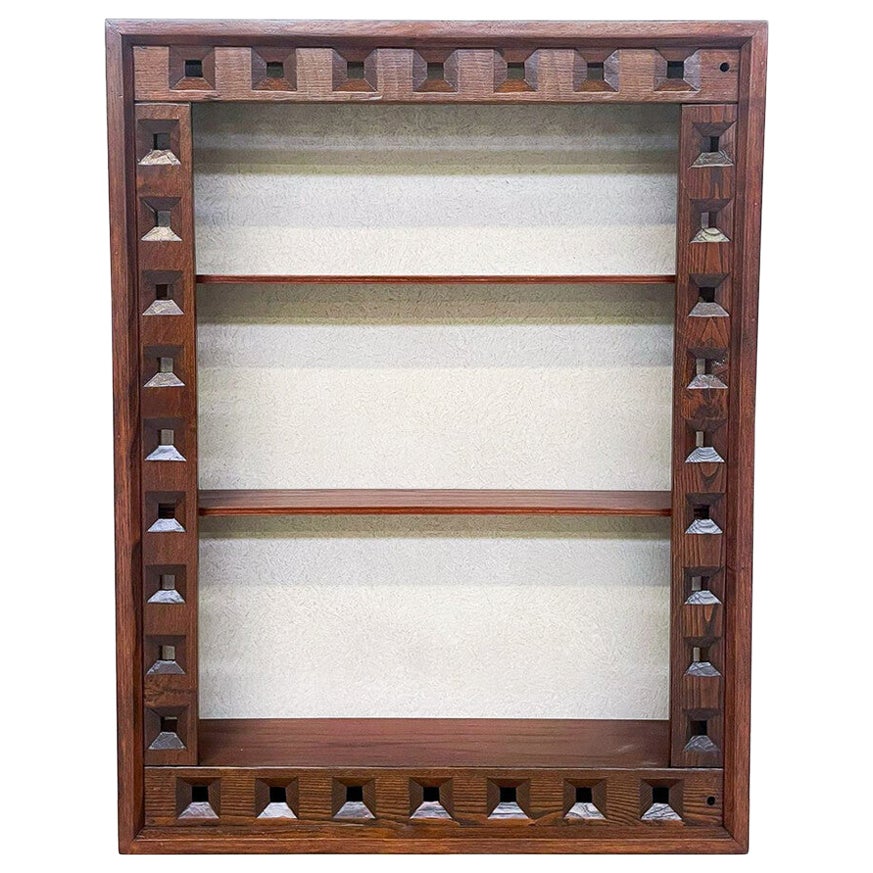 Midcentury Small Wooden Bookcase by Guiseppe Rivadossi, 1970s For Sale