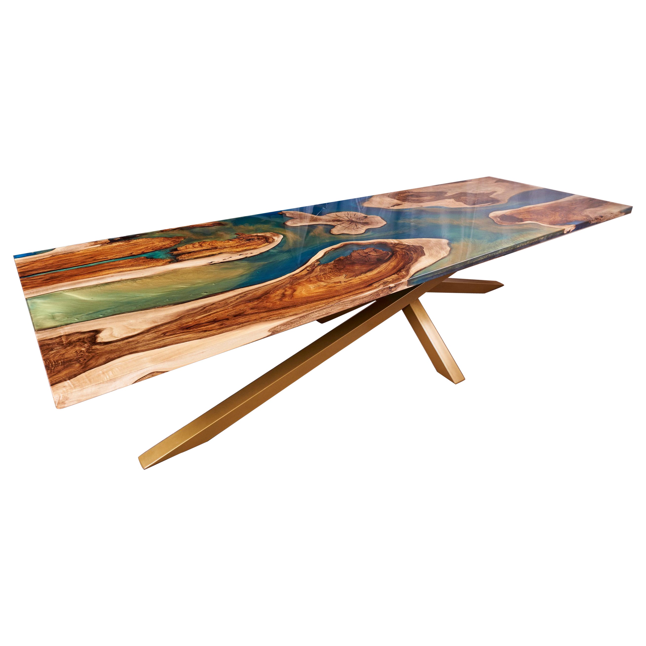 Walnut Wood Epoxy Waterfall River Table / Walnut Wood and Transparent Matte  Turquoise Resin Coffee Table -  Australia