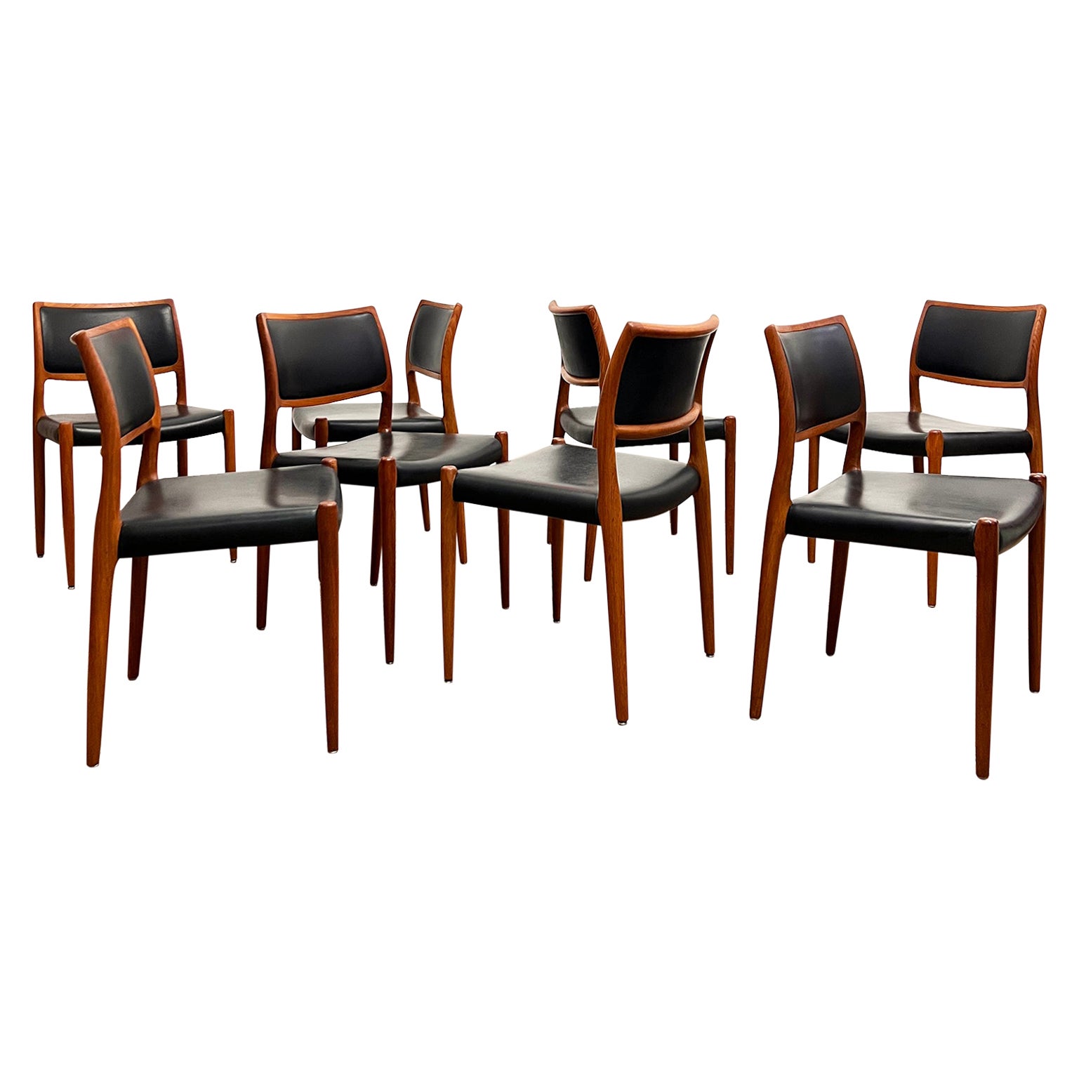 Midcentury Teak Dining Chairs #80 by Niels O. Møller for J. L. Moller, Set of 8 For Sale