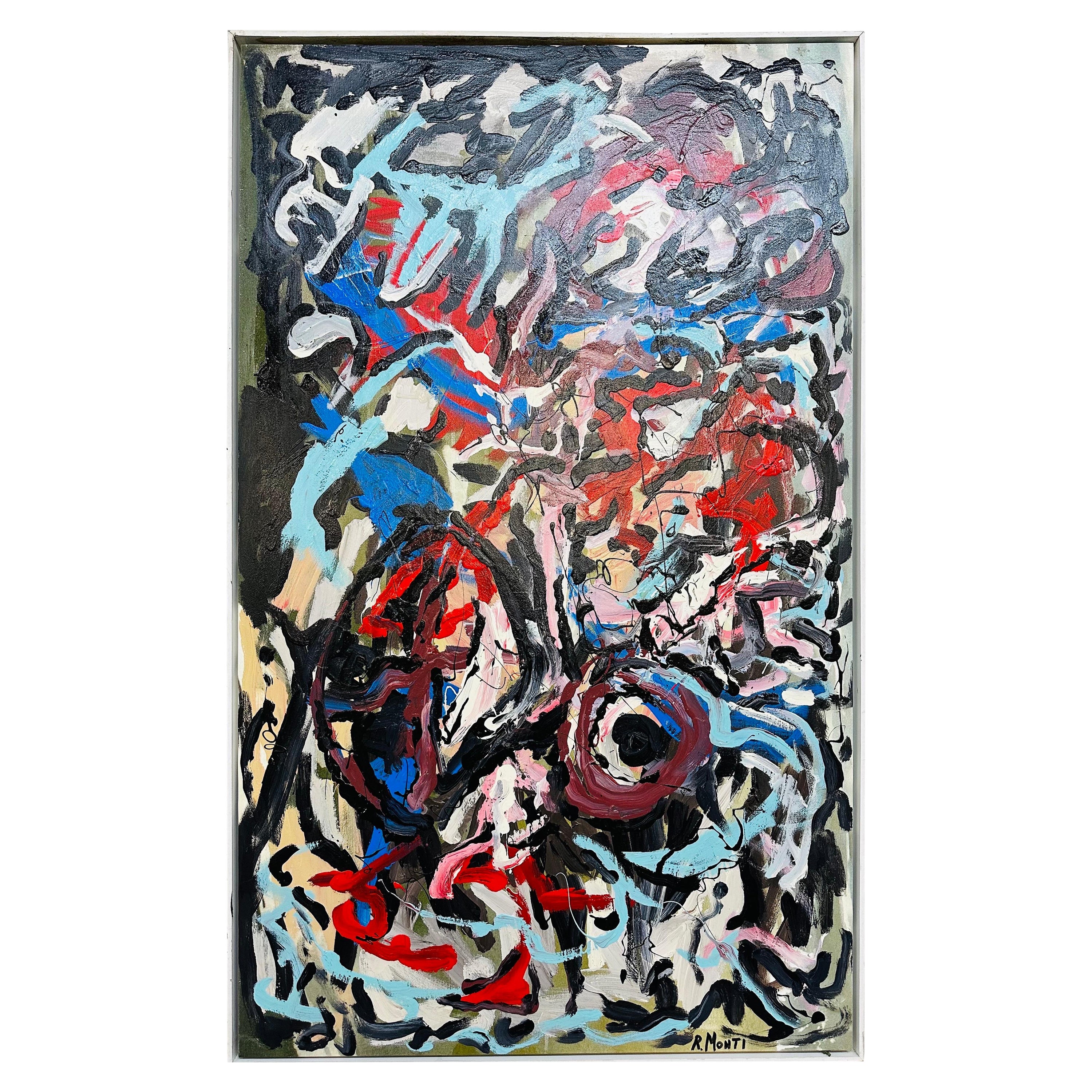 Modern Abstract Painting Signed R. Monti For Sale