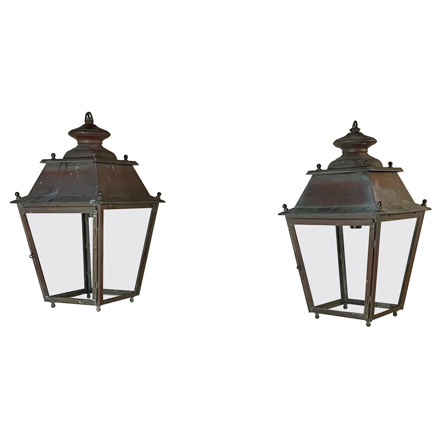 Mid-20th Century French Copper Lanterns , Kitchen , Outdoor Lighting, Hallway