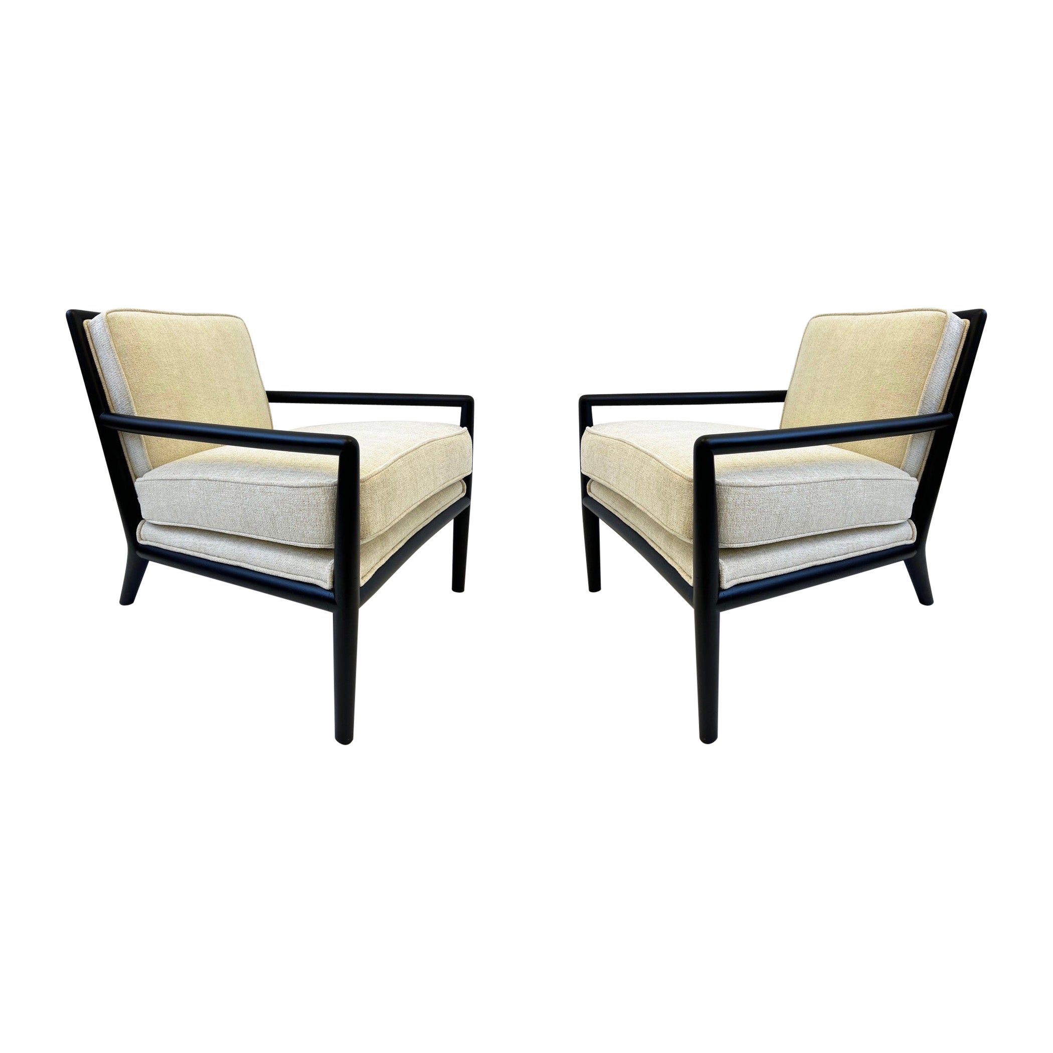 Pair of Black Lacquered Lounge Chairs by Harry Burger of Hollywood For Sale