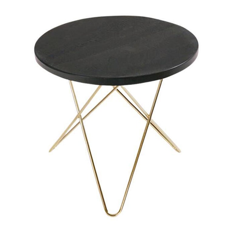 Black Slate and Brass Mini O Table by OxDenmarq For Sale