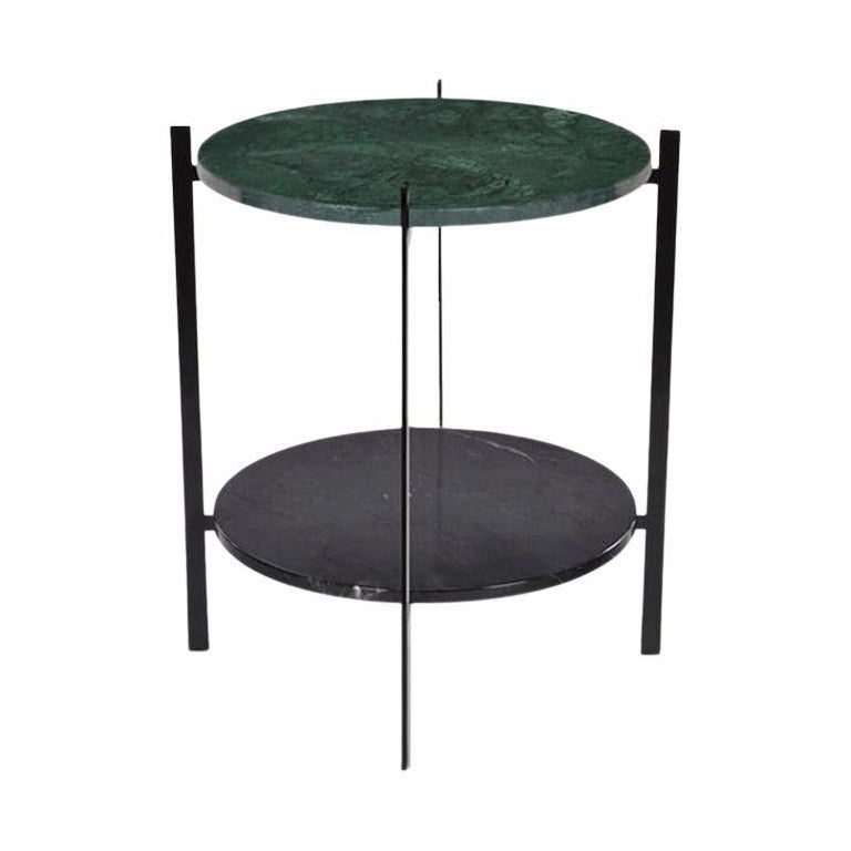 Green Indio and Black Marquina Marble Deck Table by OxDenmarq For Sale