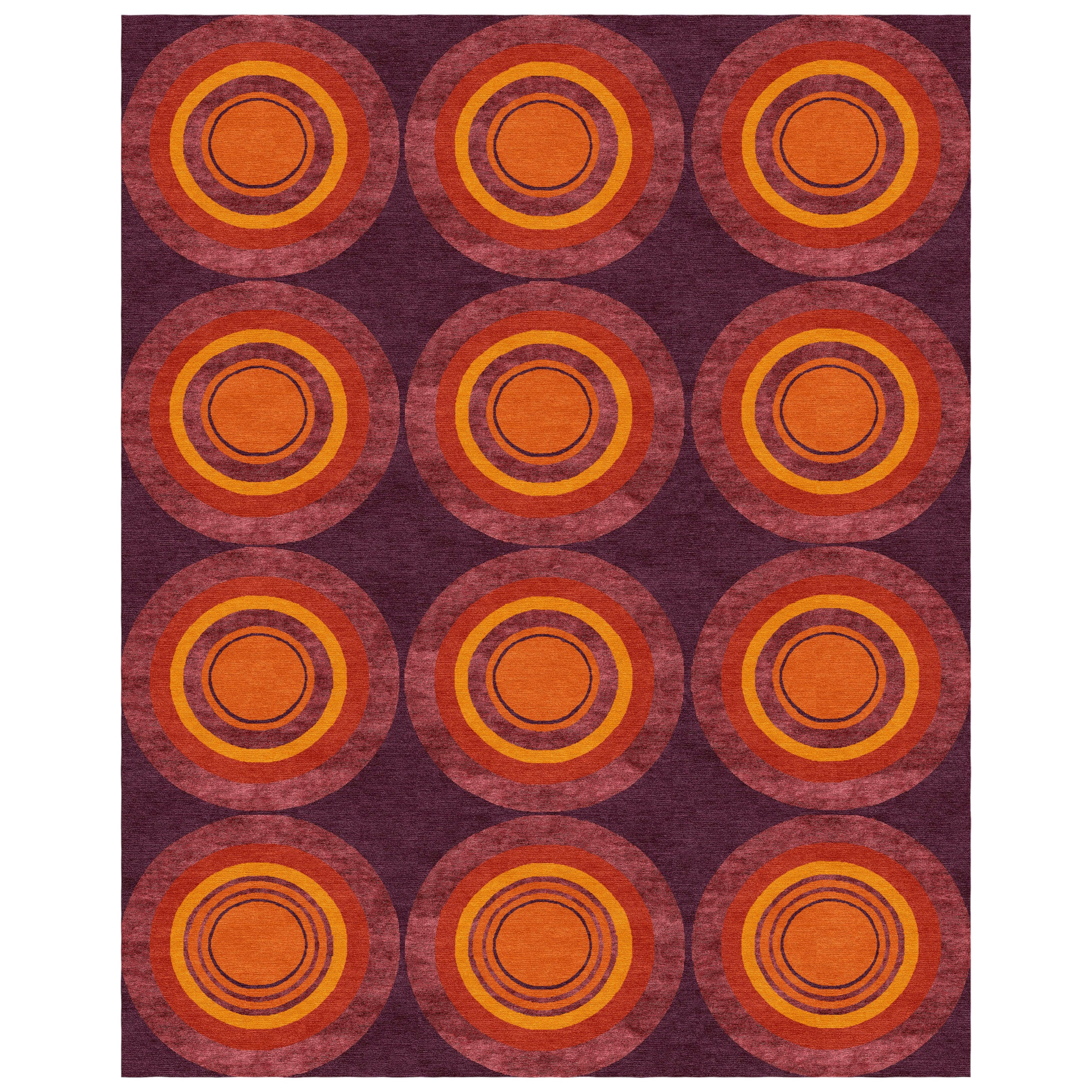 Sasha Bikoff Collection Modern Area Rug Rust Oranges "Goals Bonfire" 