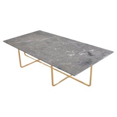 Grey Marble and Brass Large Ninety Table by OxDenmarq
