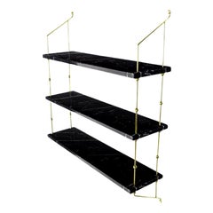 Black Marquina Marble and Brass Morse Shelf by OxDenmarq