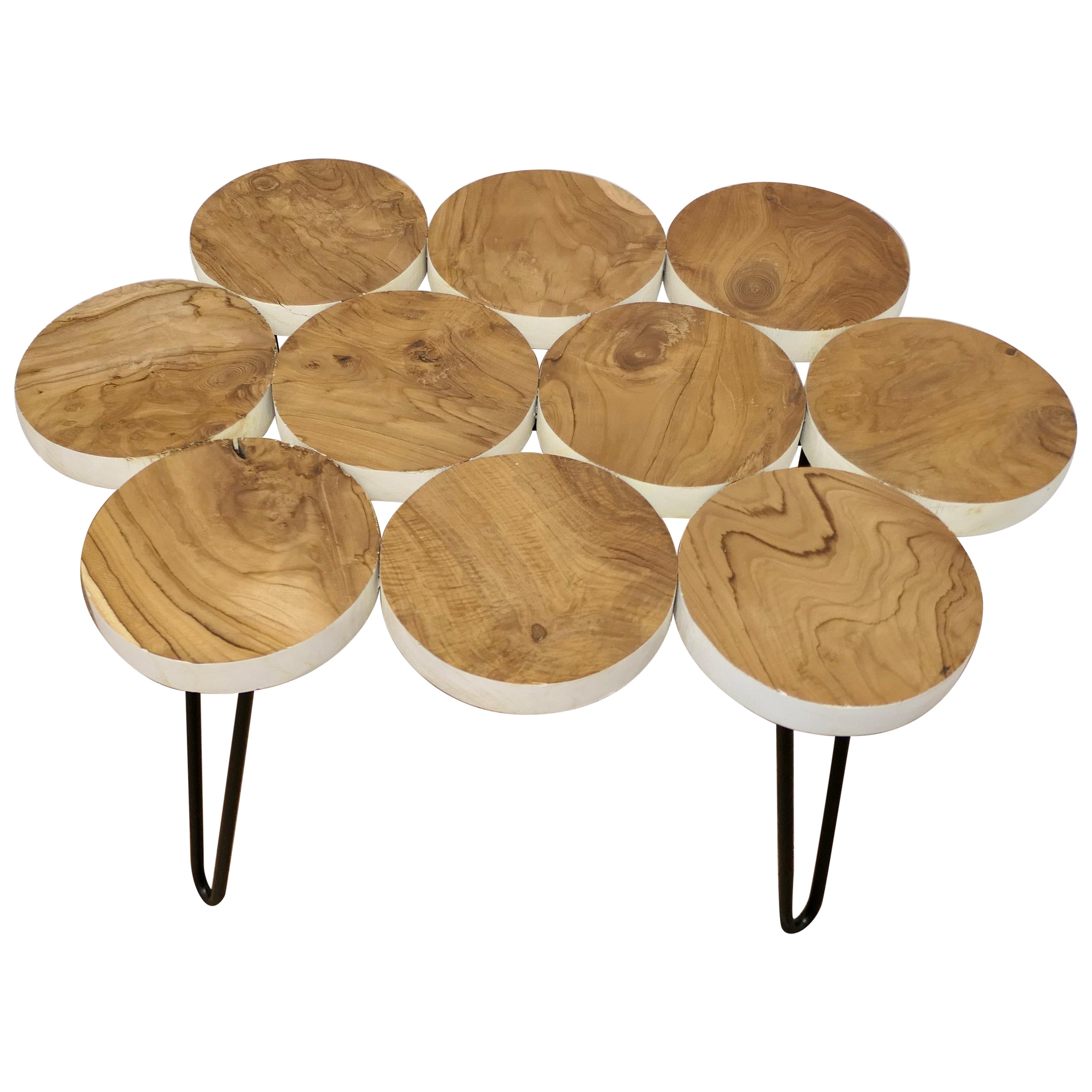 Wonderful Midcentury Folk Art Olive Wood Table For Sale