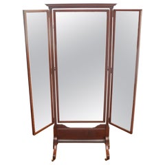 Used 19th Century English Cheval Mirror with Mirrored Doors