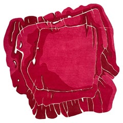 Colorful Red Rug Irregular Unusual Abstract Shape, Magenta, in Stock