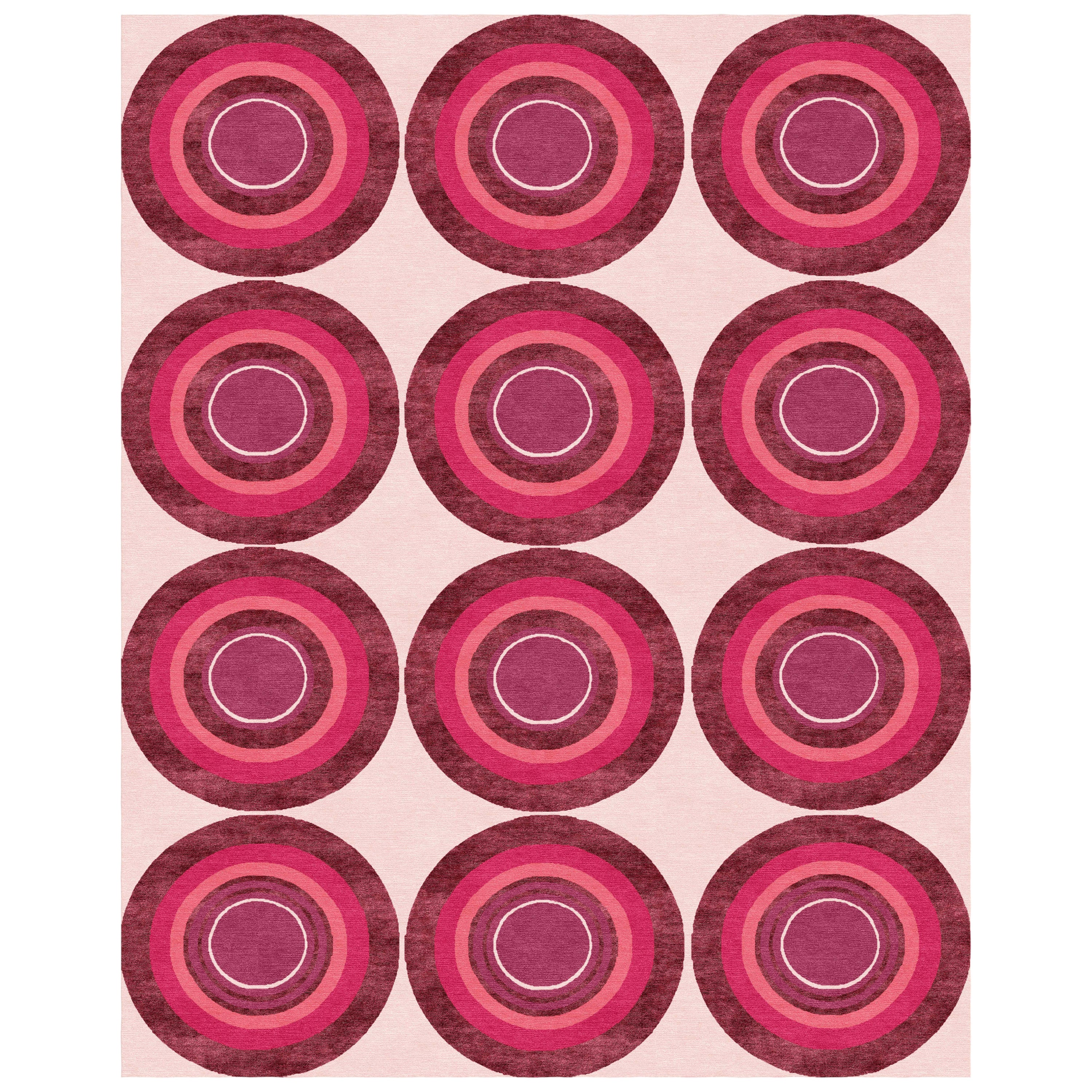 Sasha Bikoff Collection Modern Area Rug Pink Colors "Goals Dahlia" For Sale
