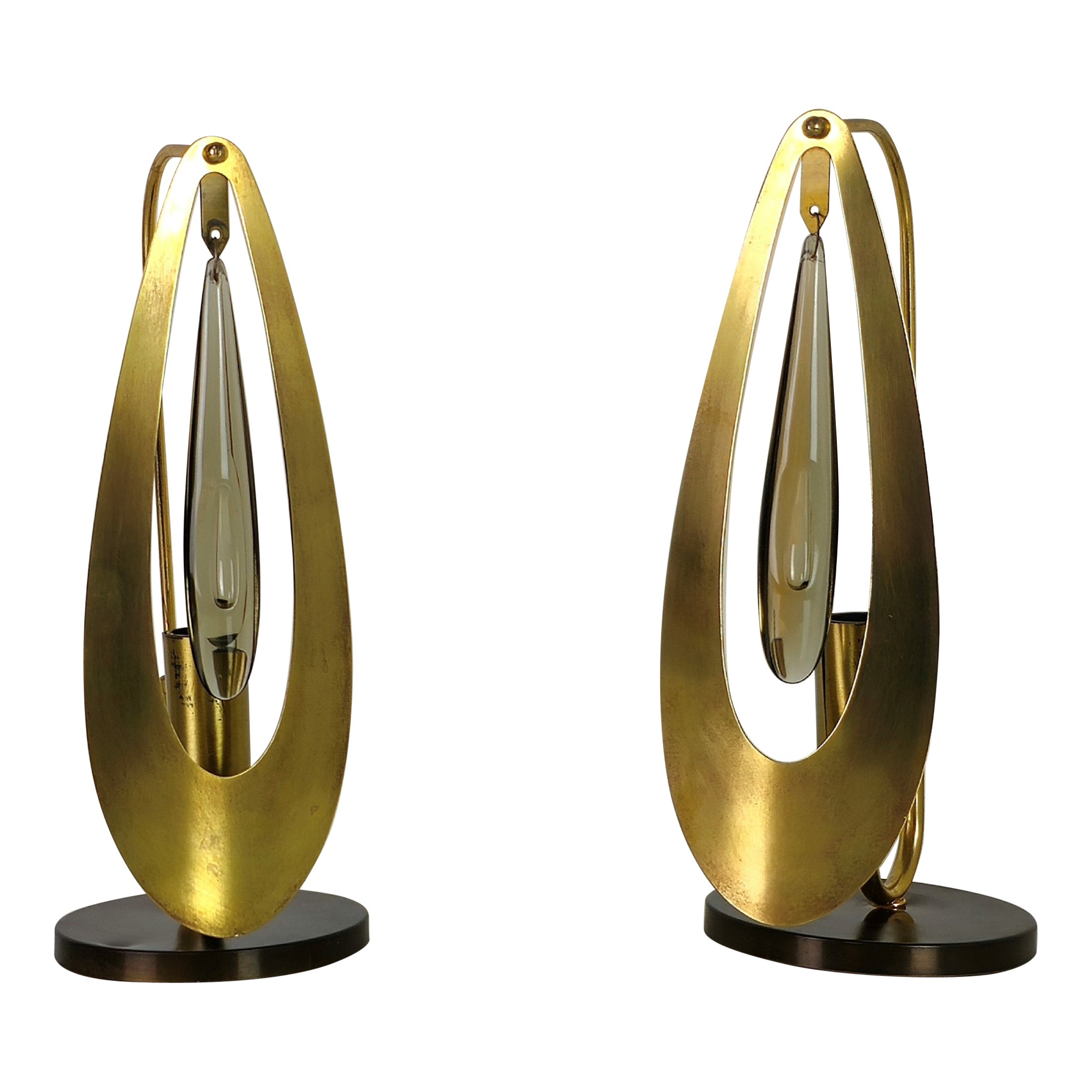 Crystal Glass Table Lamps Set of 2 For Sale at 1stDibs crystal table