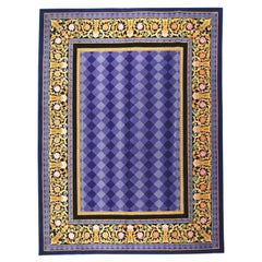 Tapis VIA COMO « Trianon Blue » noué à la main en laine et soie 10x13  Unique en son genre