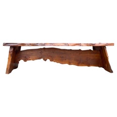 Brutalist Live Edge Olive Burl Bench, France, 1950s