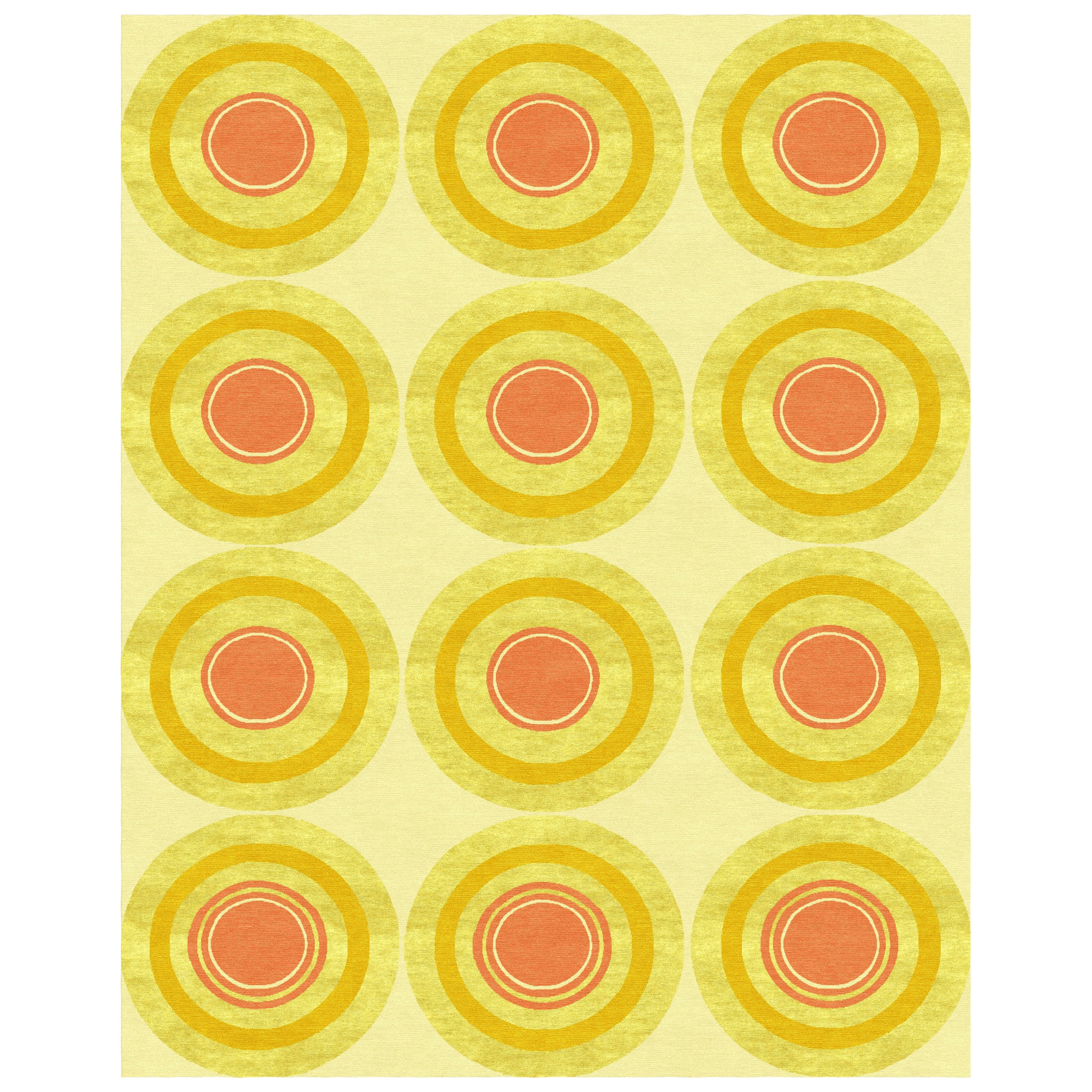Sasha Bikoff Collection Modern Area Rug Yellow Colors "Goals Soleil" For Sale