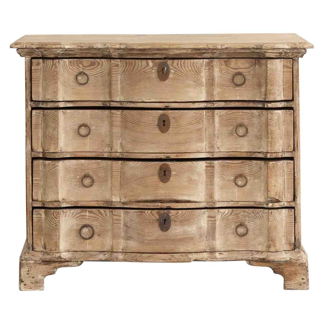 18th c. Danish Arbalette Shaped Commode in Original Patina For Sale