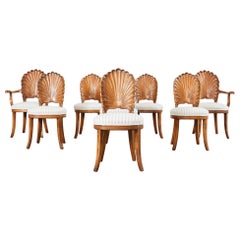 Vintage Set of Eight Venetian Grotto Style Shell Back Dining Chairs