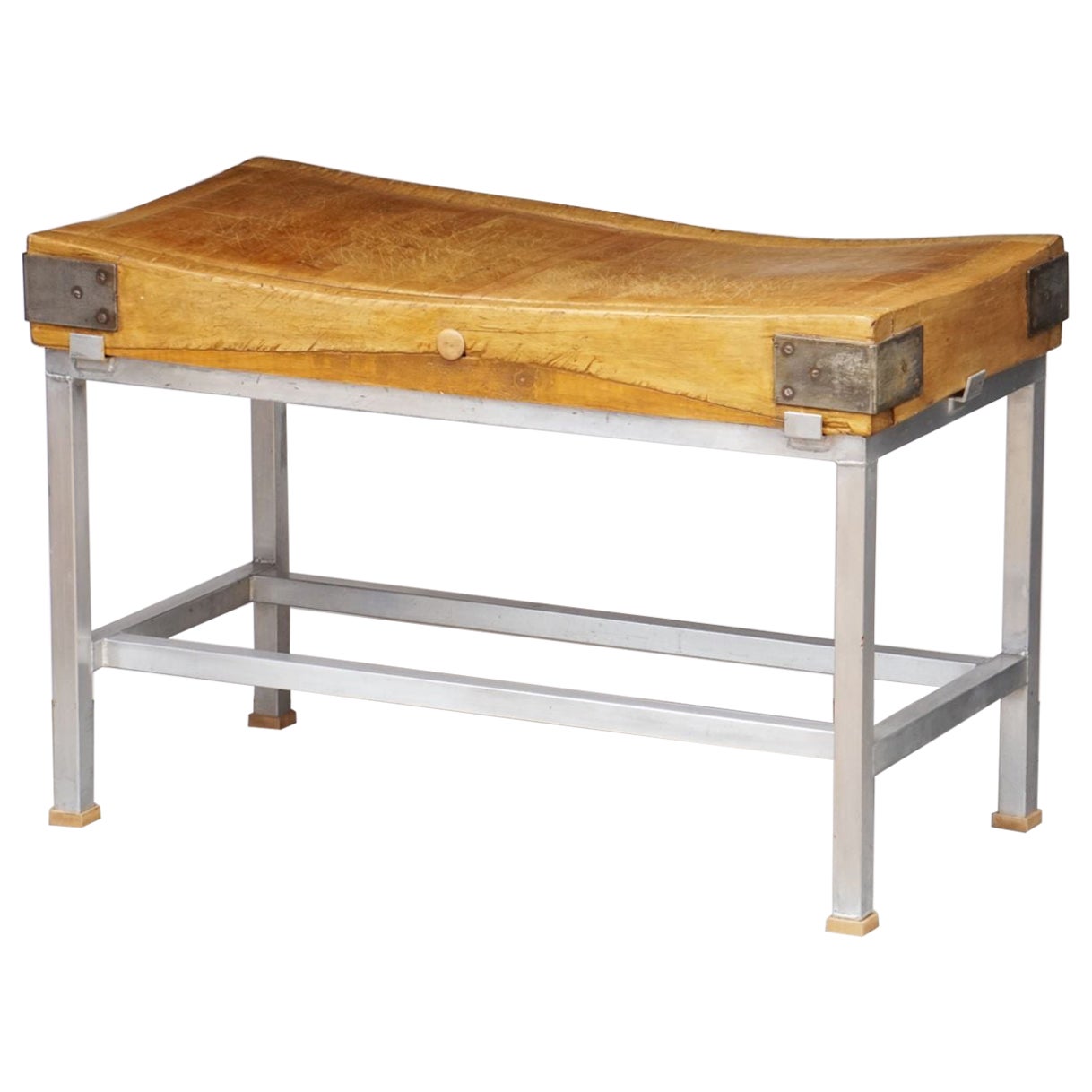 Large Butcher's Chopping Block Table on Stand from England