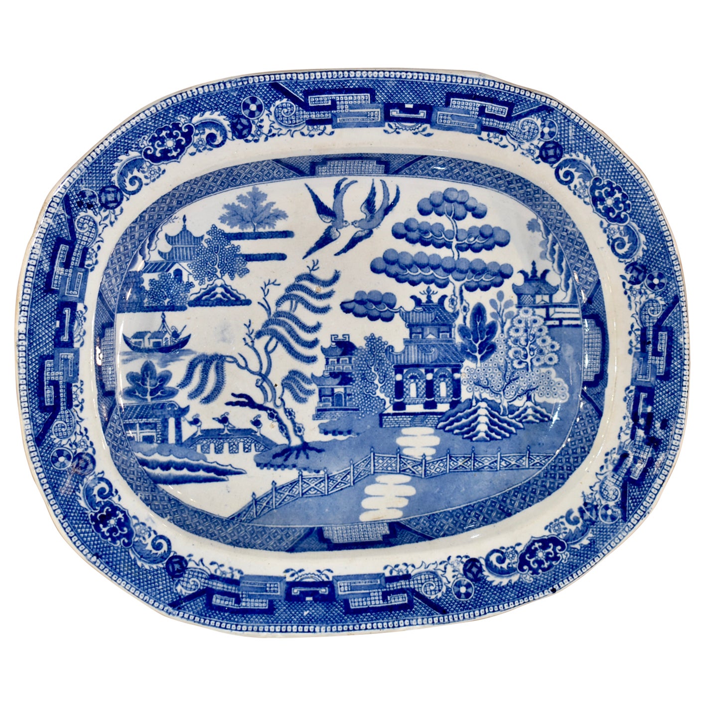 19th Century "Blue Willow" Platter For Sale