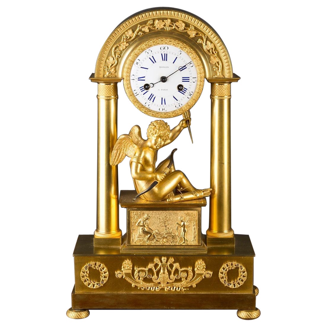 Charles X Ormolu Mantel Clock by Mongin, Paris For Sale