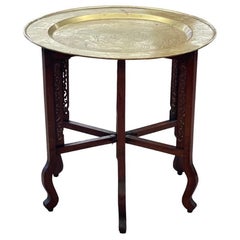 Accent Table with Brass Tray