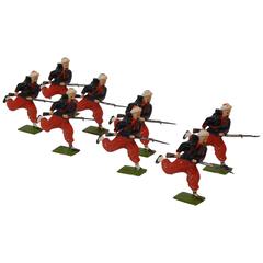 Vintage Britains Toy Set #142, French Zouaves Charging with Fixed Bayonets, 1930-1940