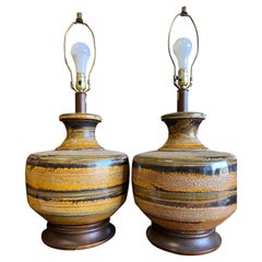 Midcentury Drip Glaze Ceramic Lamps