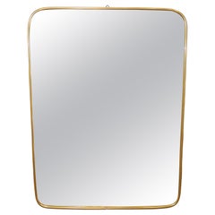 1960s Mid-Century Modern Italian Brass Wall Mirror in the Style of Gio Ponti