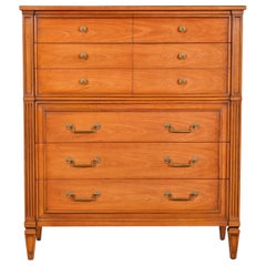 Henredon French Regency Louis XVI Fruitwood Highboy Dresser, circa 1960s